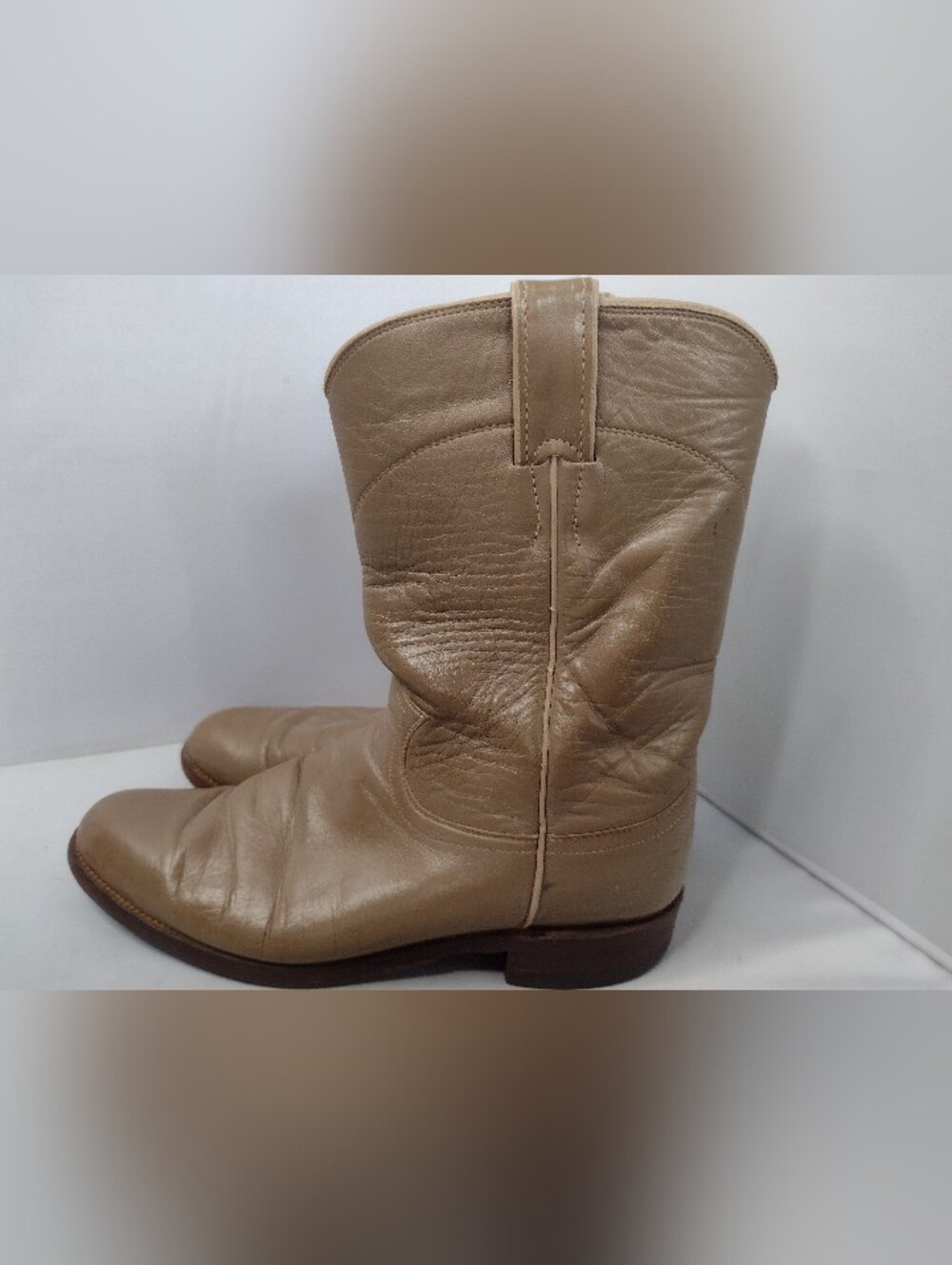 Justin Taupe Model #3067 Western Cowboy Cowgirl 8C Roper Boots Ranch